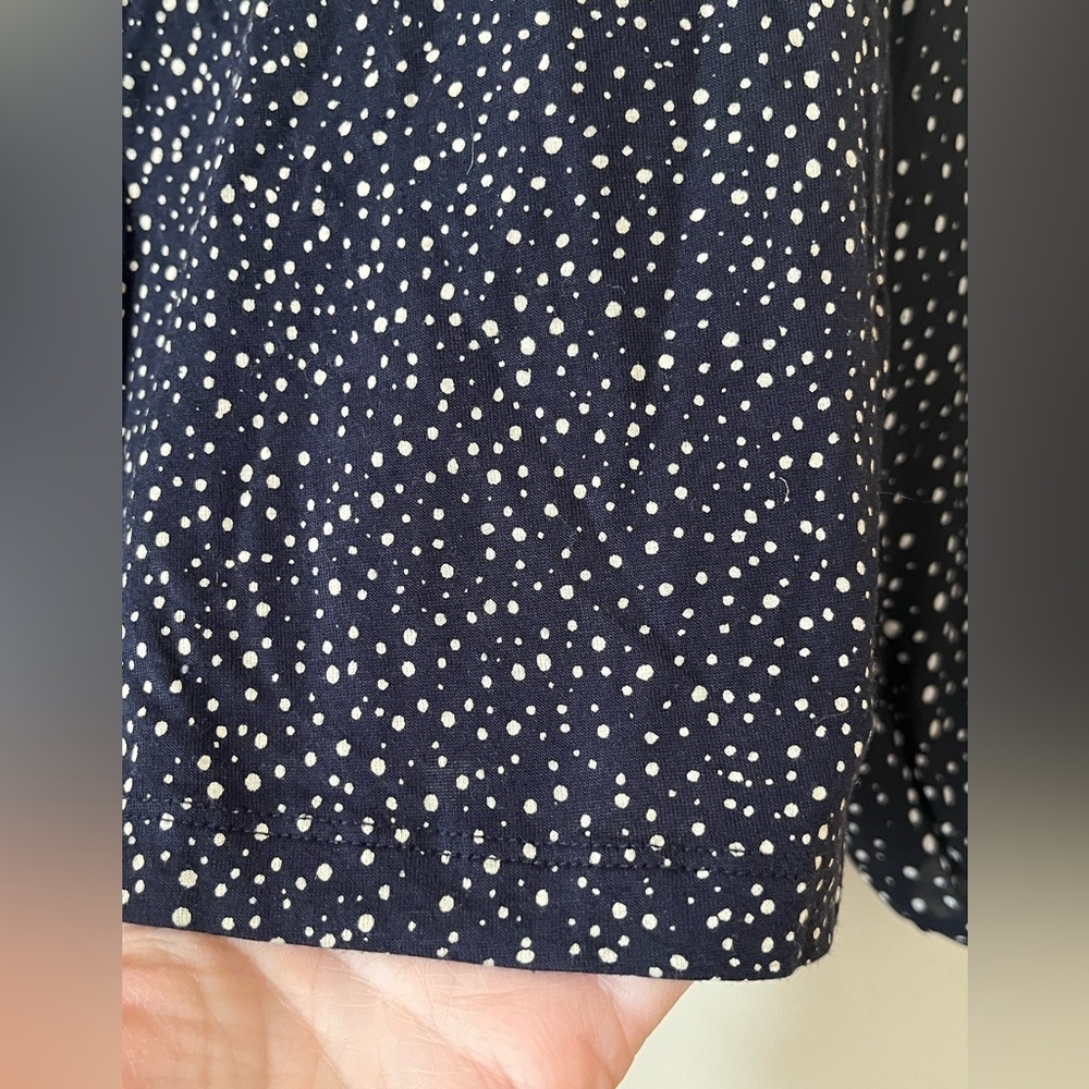 LOFT Navy Blue Speckled Dots Blouse Rayon Blend Women’s Size Small - Picture 2 of 16